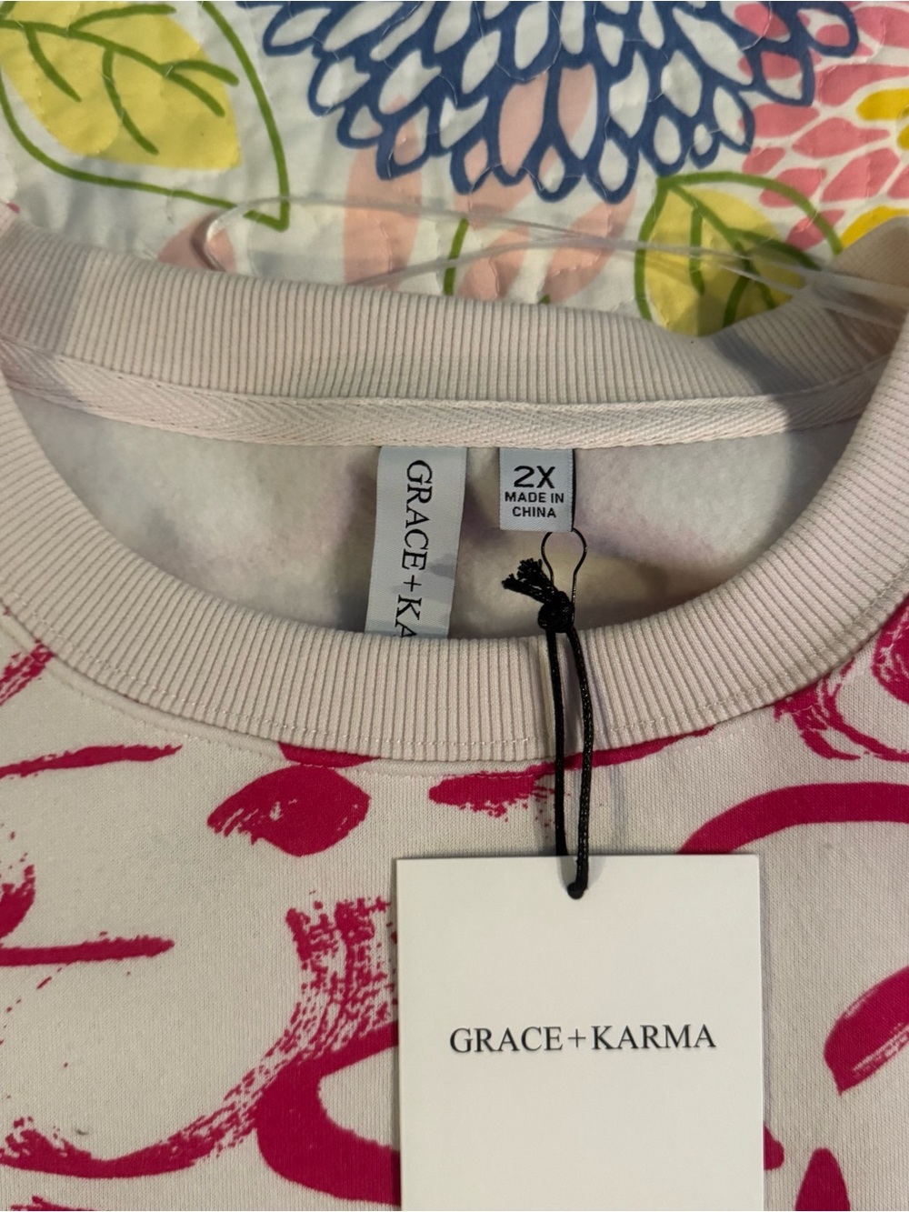 NWT 2x Grace + karma flower crewneck sweatshirt - Picture 2 of 3